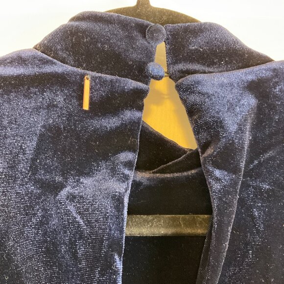 Misa Velvet Bodysuit XS Navy Blue Long Sleeve Thong - Picture 9 of 10